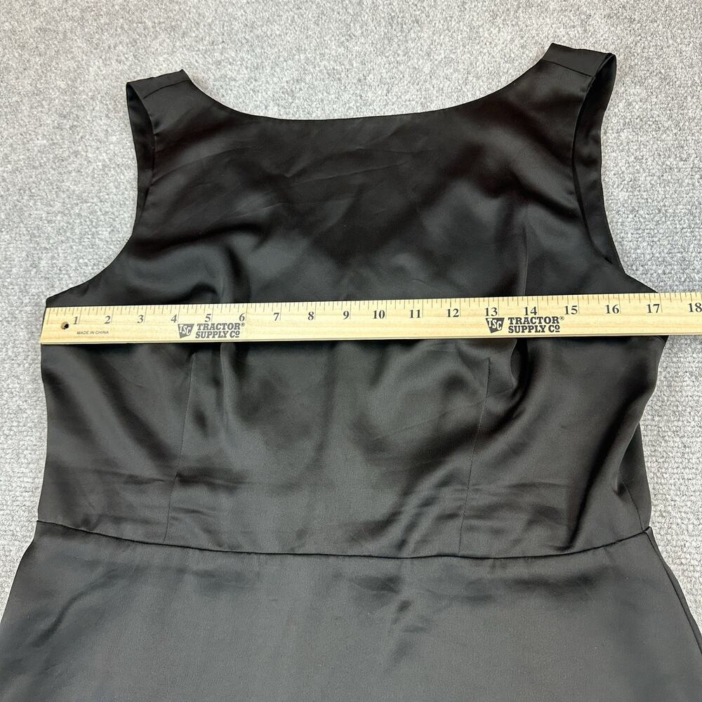 Reformation Zenni Satin Mini Dress Black Sleeveless Boat Neck Open Back Size 10 - Picture 8 of 13